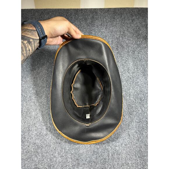 Vintage Genuine Leather Cowboy Hat 2XL Brown Western Outback Hat